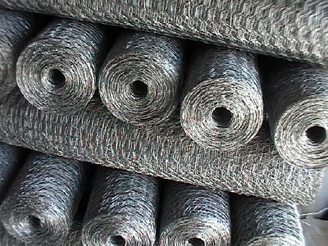 Wire netting stacked in rolls