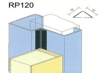 Detail showing how acoustic batwing seals a doorleaf