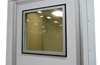 vision panel in soundproofed acoustic booth