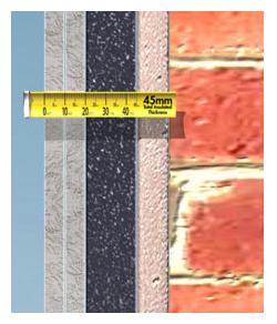 measuring thickness of M20AD system when applied to a single skin masonry wall