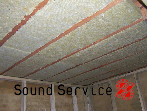 acoustic mineral wool between ceiling joists