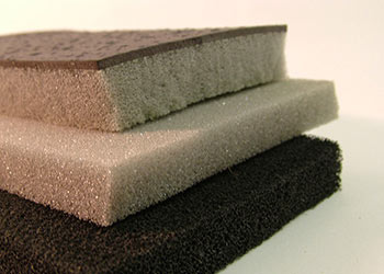 three layers of acoustic foam in grey and black