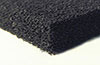 corner view of black, non-flammable sound absorbing foam