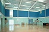 Wallsorption sound absorbing blue panels fixed to upper walls