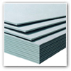 corner view of stack of acoustic plasterboard