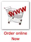 shopping cart with www printed across