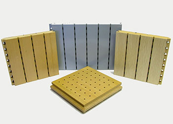 Woodsorption recycled wood sound absorbing wall panels to reduce echo